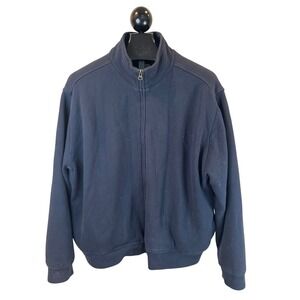 LL Bean Katahdin Iron‎ Works Mens XXL Navy Blue Sherpa Lined Full Zip Sweatshirt